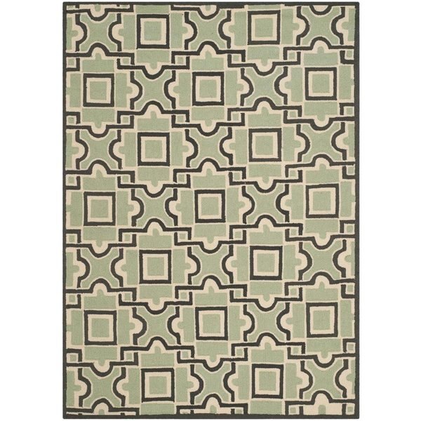Four Seasons Hand Hooked Rectangle RugSpa & Dark Brown 4 x 6 ft.